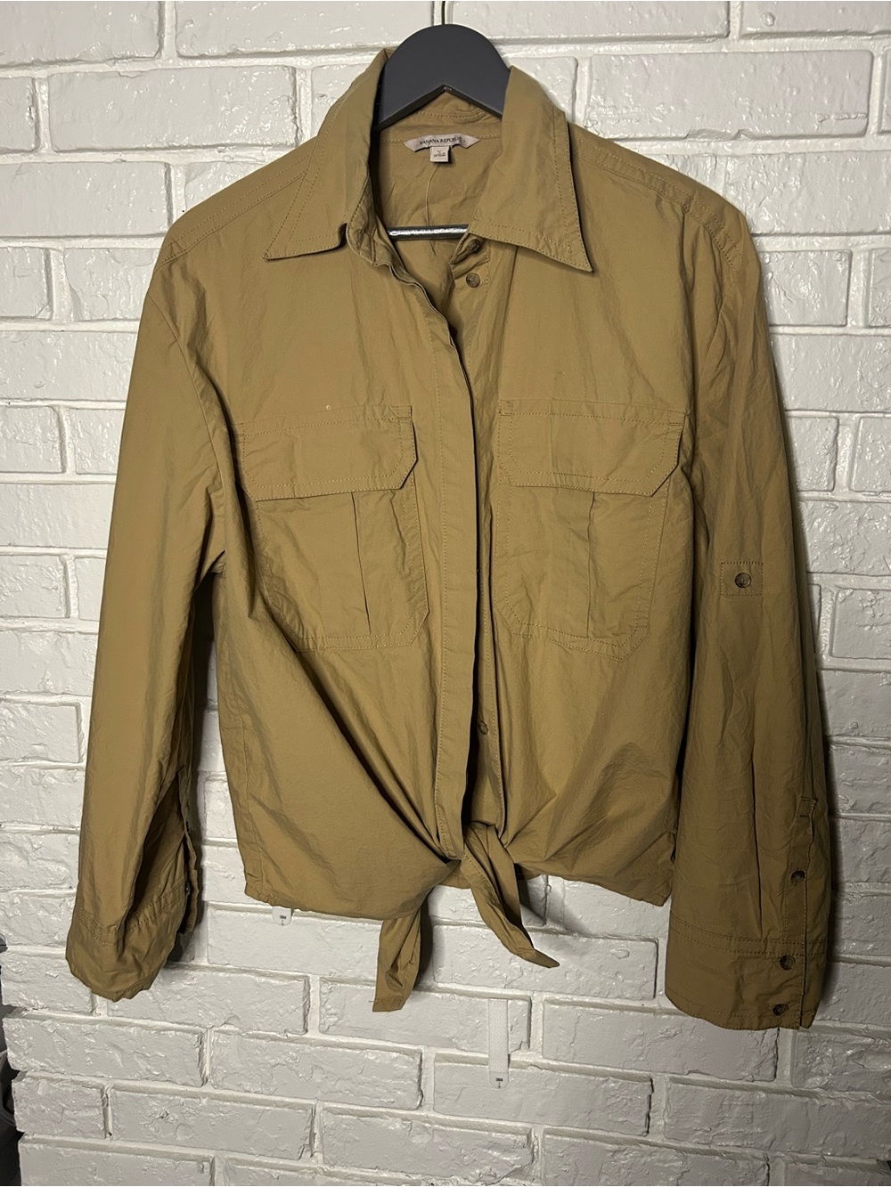 Banana Republic Khaki Button-Up Shirt Large Tall